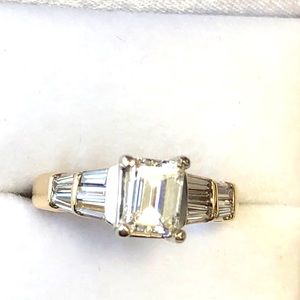 emerald cut diamond solitaire GIA cert 1.01 CT’